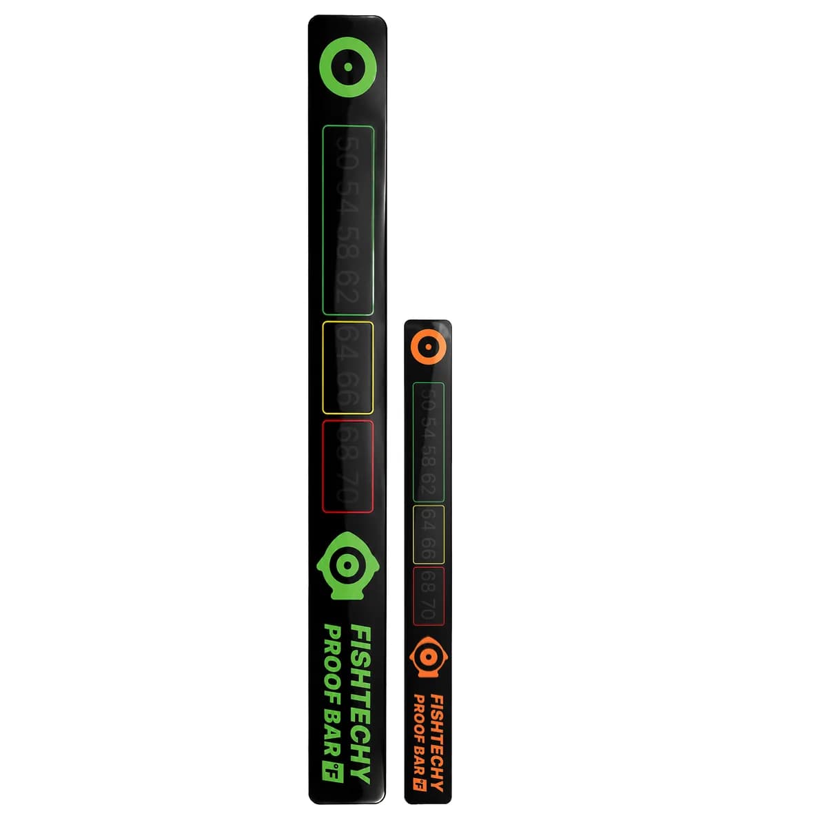 both bars from the Temp Proof Bar Mini two-pack, one orange and one green